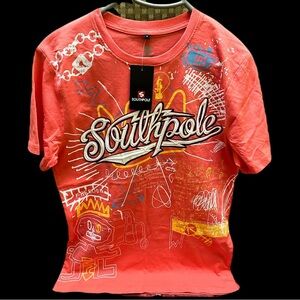 Southpole Men’s Orange/white Graphic T-Shirt size S